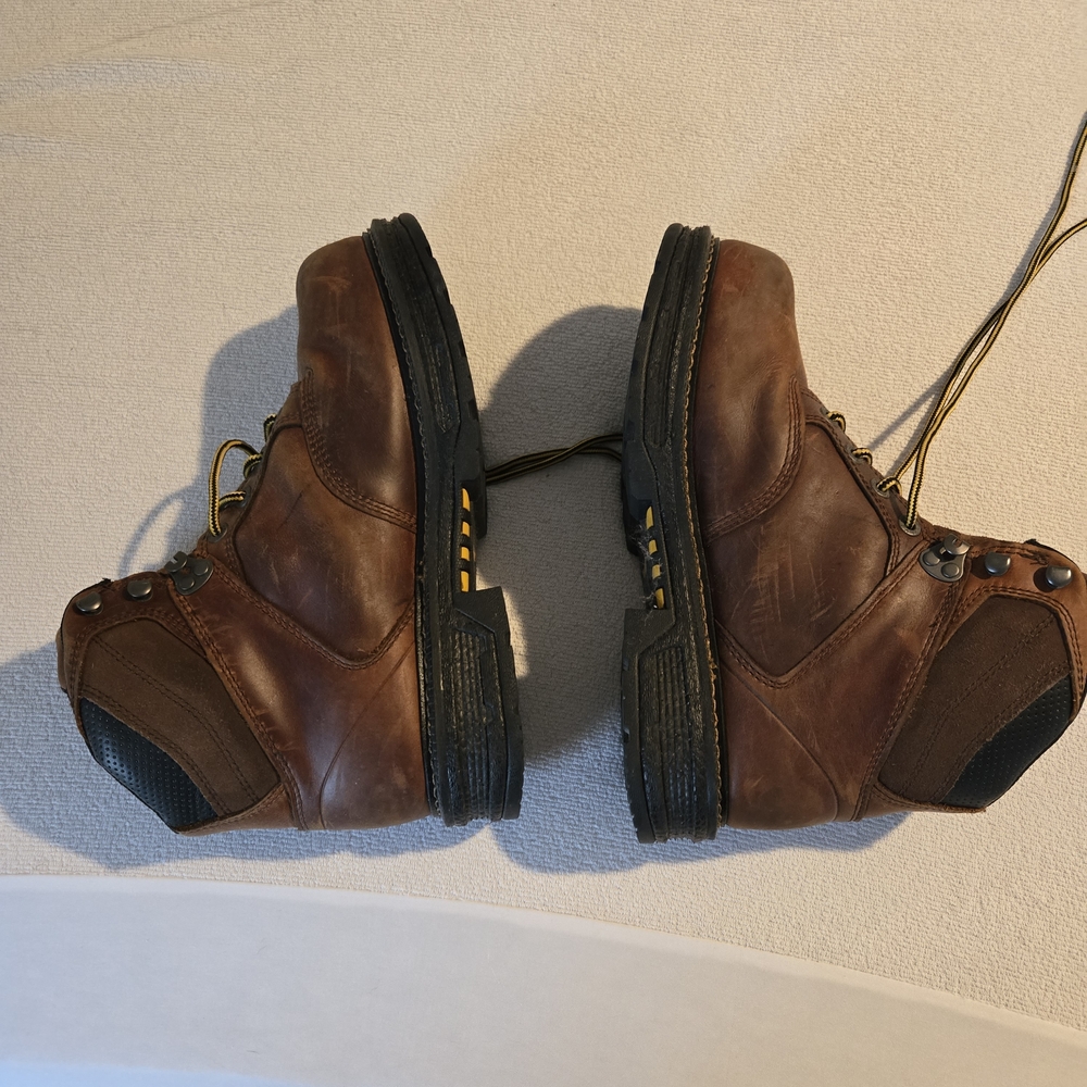 Wolverine Brown Leather Work Boots with Black Soles